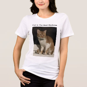 Camiseta Triblenda Foto de humor de gato mejor medicina Blanco