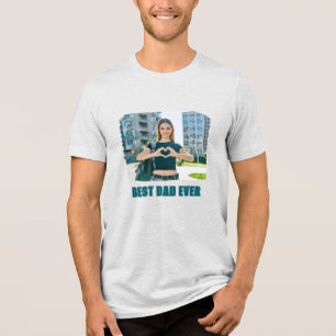 Camiseta Triblenda Foto de Mejor Papá del Mundo en Mayúsculas