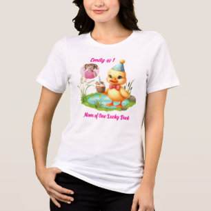 Camiseta Triblenda Foto del primer cumpleaños de Mamá de un Pato Afor