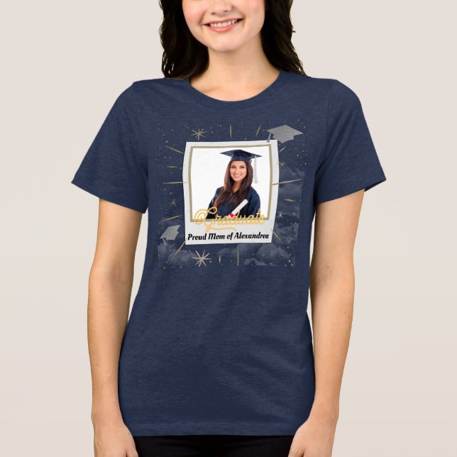 Camiseta Triblenda Foto Graduada Graduada Orgullosa Papá Mamá Persona (Anverso)