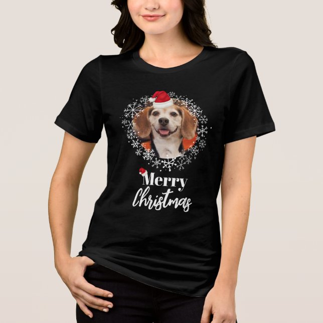 Camiseta Triblenda Foto mascota Red Santa Hat Navidades más cómodos (Anverso)