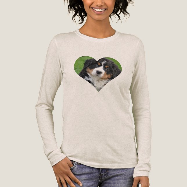 Camiseta Triblenda Foto personalizado HEART Dog Mamá manga larga (Anverso)