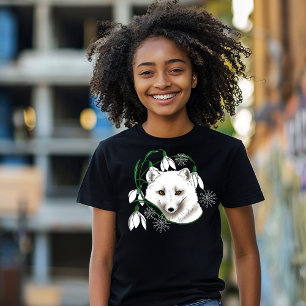 Camiseta Triblenda Fox blanca del Ártico de Art Nouveau