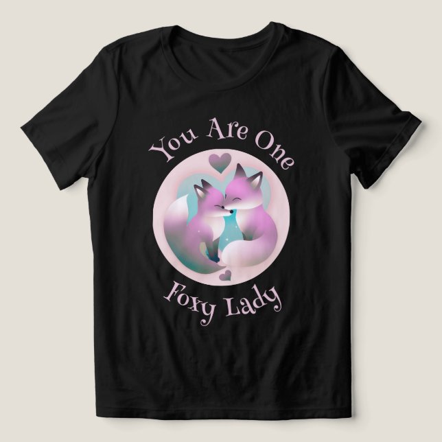 Camiseta Triblenda Foxy Lady | Fox Couple Kissing Valentines Black (Diseño delantero )