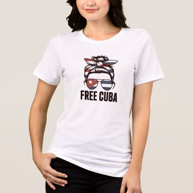 Camiseta Triblenda Free Cuba – Cuban Freedom Protest Woman  (Anverso)