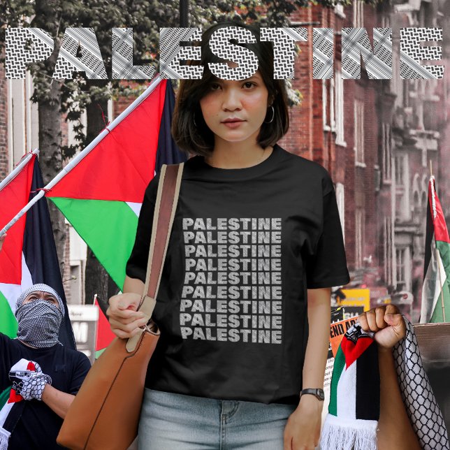 Camiseta Triblenda Free Palestine In Palestinian Scarf Design| Gaza (Free Palestine, Save Palestine, SAVE Gaza Palestine March)
