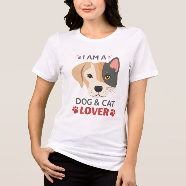 Camiseta Triblenda Freefit I AM A Dog & Cat Lover Mujeres Tri-Blend S (Anverso)