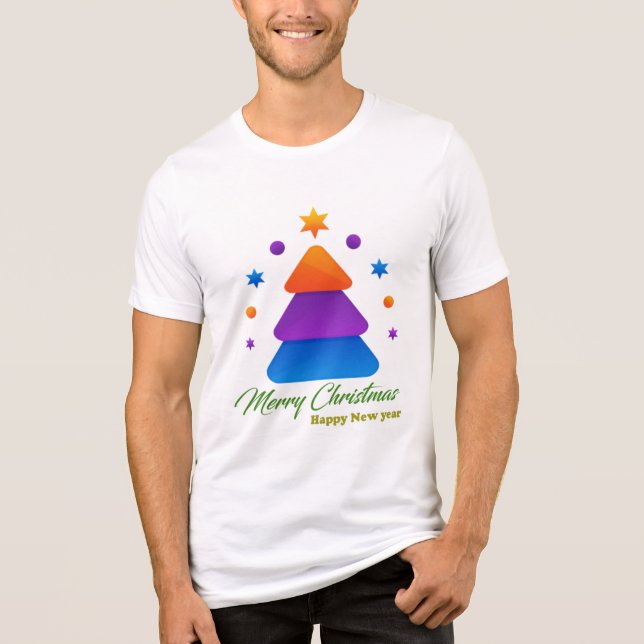 Camiseta Triblenda Freefit Merry Christmas Tree Bella+Canvas Tri-Blen (Anverso)