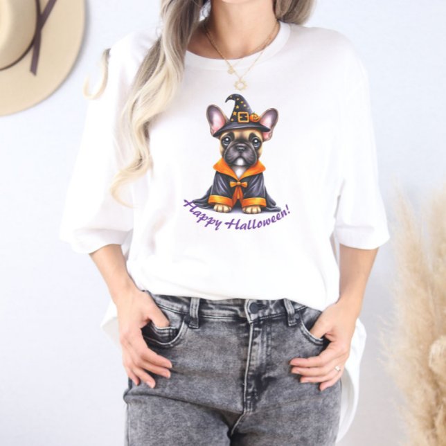 Camiseta Triblenda Frenchie Halloween Purple Robe Witchy Hat (Subido por el creador)