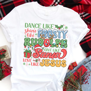 Camiseta Triblenda Frosty Rudolph Santa Jesús Navidad Cristiano