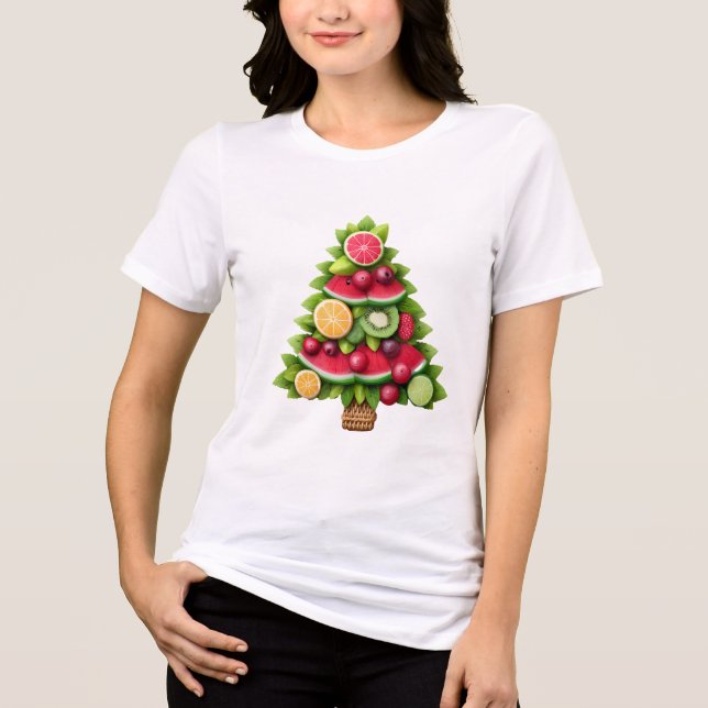 Camiseta Triblenda Fruity Christmas Tree Healthy Holiday Design (Anverso)