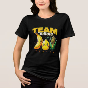 Camiseta Triblenda Frutas Kawaii y verduras de color amarillo mate