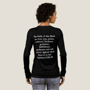 Camiseta Triblenda fruto del espíritu paz en manga larga negra.