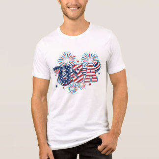 Camiseta Triblenda Fuegos Artificiales Patrióticos de EE. UU. Rojo Bl