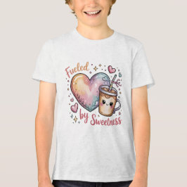 Camiseta Triblenda Fueled by Sweetness Cute Kawaii Coffee and Heart