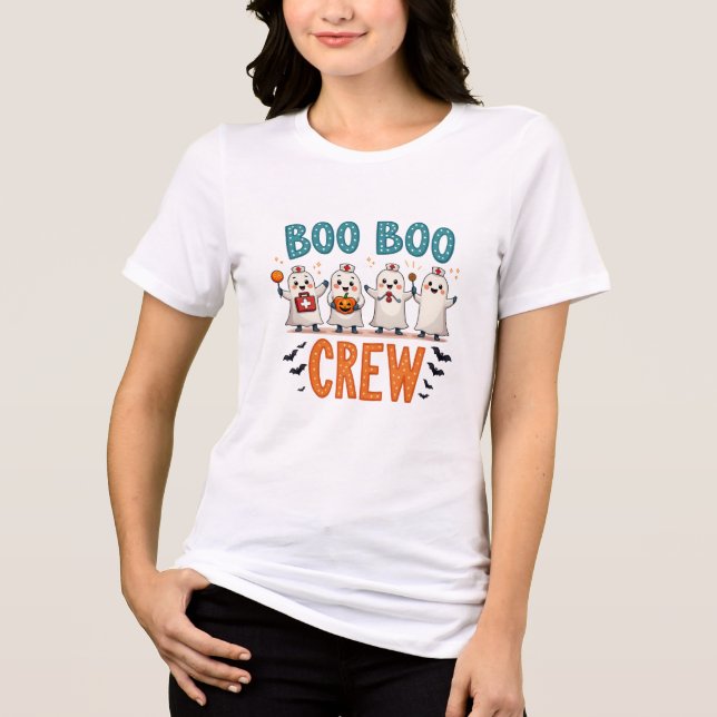 Camiseta Triblenda Fun Boo Hoo Crew Enfermera Fantasma (Anverso)