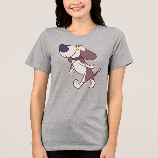 Camiseta Triblenda Fun Brown Y Cream Cartoon Dog Walking (Anverso)