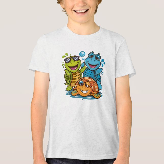 Camiseta Triblenda Fun Summer Turtles Squad Kids Beach Design (Anverso)