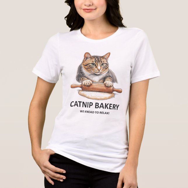 Camiseta Triblenda Funny Cat Baker T-Shirt 😺 “Catnip Bakery” | Cute  (Anverso)