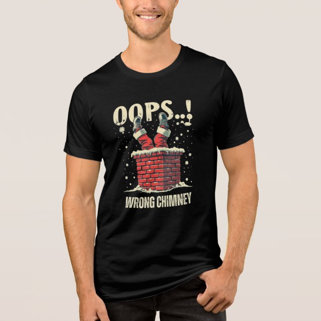 Camiseta Triblenda Funny Christmas gift, Santa Claus Stuck in Chimney (Anverso)
