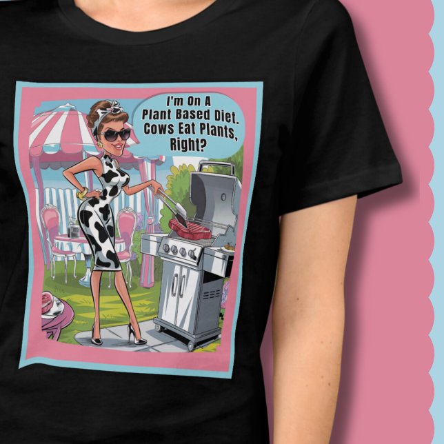 Camiseta Triblenda Funny Cow Print Carnivore Ketovore Keto (Funny Cow Print Carnivore Ketovore Keto Gift. "I'm On A Plant Based Diet. Cows Eat Plants, Right?".)