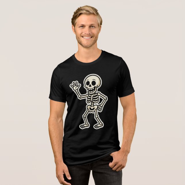 Camiseta Triblenda Funny Dancing Skeleton Pegatina - Cute Halloween (Anverso Completo)