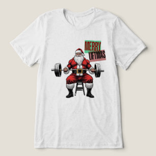 Camiseta Triblenda Funny Fitness Navidades Liftmas Barbell Santa