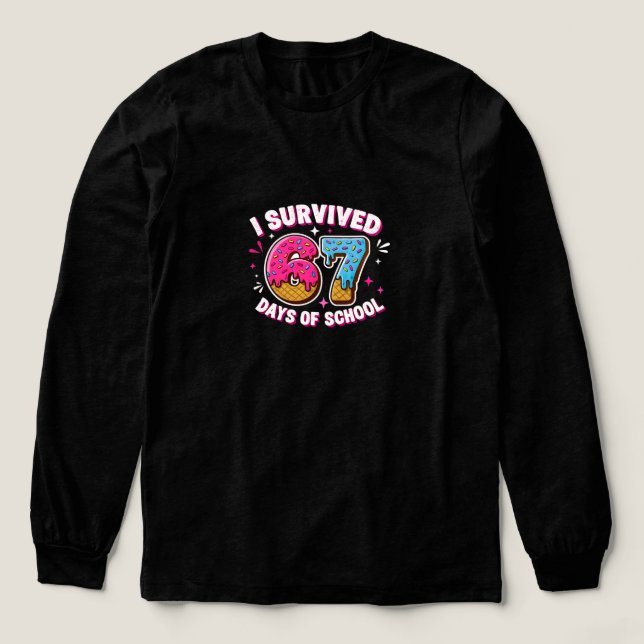 Camiseta Triblenda Funny I Survived 67 Days of School , for students  (Diseño traserp)