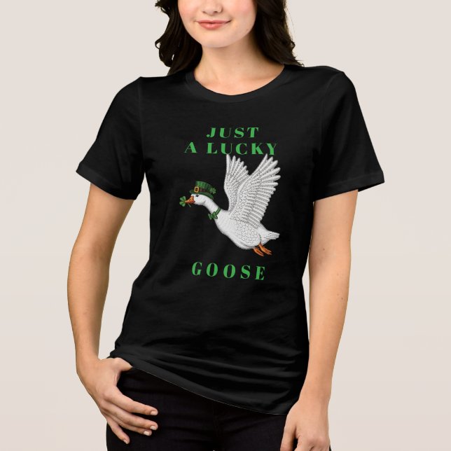 Camiseta Triblenda Funny Irish St. Patrick's Day Just a Lucky Goose (Anverso)