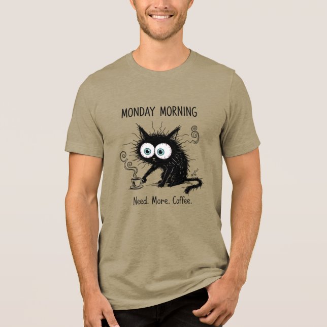 Camiseta Triblenda Funny Monday Morning Coffee Lover Cat T-Shirt (Anverso)