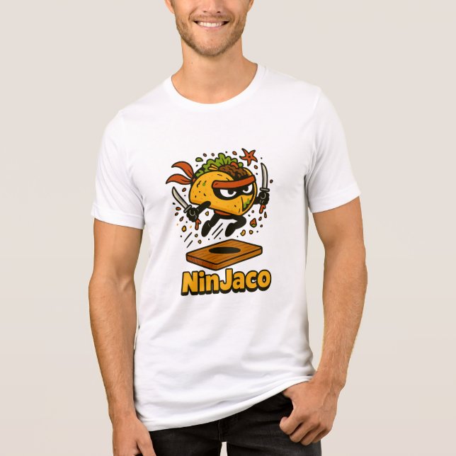 Camiseta Triblenda Funny Ninja Taco "NinJaco" Cartoon Design (Anverso)