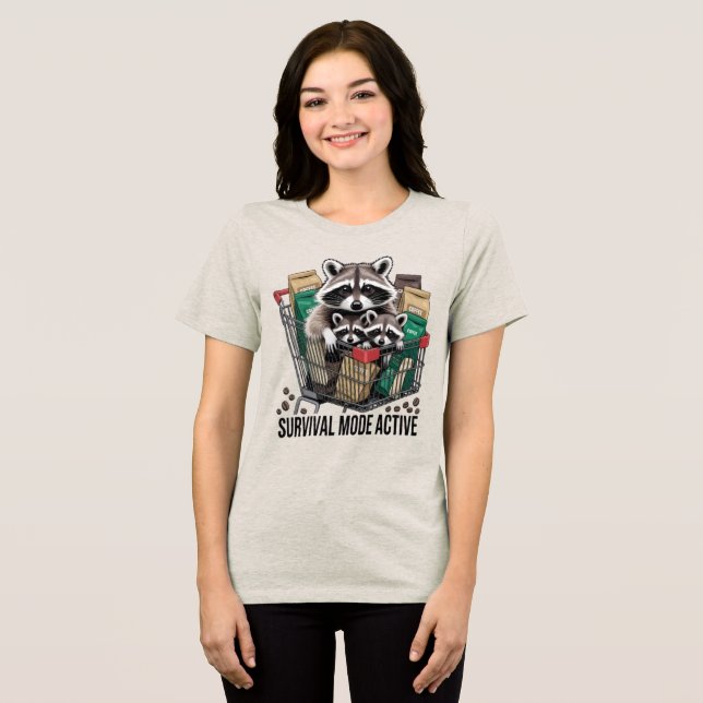 Camiseta Triblenda Funny Raccoon Survival Mode Active Coffee Lover Sh (Anverso Completo )