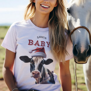 Camiseta Triblenda Funny Santa Baby Navidades Holstein Cow