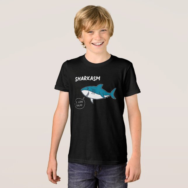 Camiseta Triblenda Funny Sharkasm 'I Love Salad' Cartoon T-Shirt Grap (Anverso Completo)