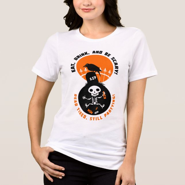 Camiseta Triblenda Funny Skeleton Celebrates Halloween (Anverso)