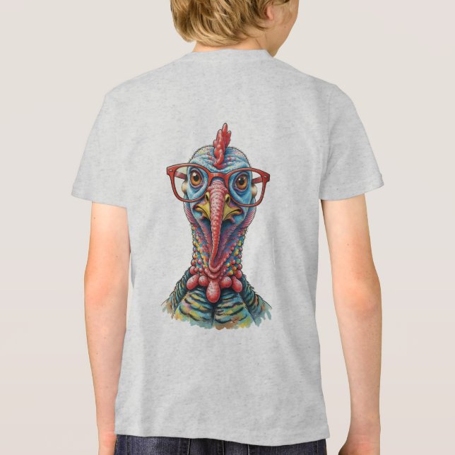 Camiseta Triblenda Funny Turkey in Glasses Cartoon Fun (Reverso )