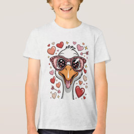 Camiseta Triblenda Funny Valentine Goose with Heart Sunglasses & Leop