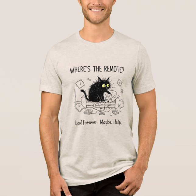 Camiseta Triblenda Funny Where Is The Remote Cat Tee (Anverso)