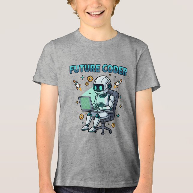 Camiseta Triblenda Future Coder – Diseño de codificación de robot lin (Anverso)