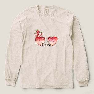 Camiseta Triblenda Gafas de Corazón de Fresa Roja