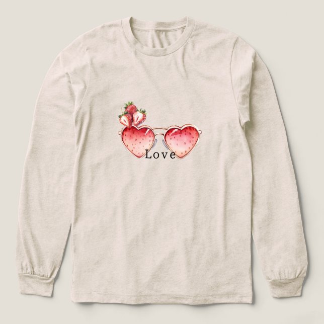 Camiseta Triblenda Gafas de Corazón de Fresa Roja (Diseño traserp)