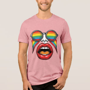 Camiseta Triblenda Gafas de sol arcoíris retro diseño vectorial de la