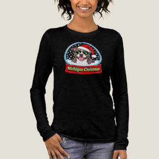 Camiseta Triblenda Gafas de sol de Navidad de Pit Bull de Michigan