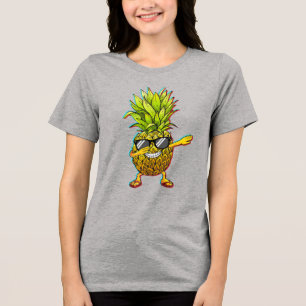 Camiseta Triblenda Gafas de sol de piña haciendo dabbing Glitch Arte 