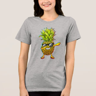 Camiseta Triblenda Gafas de sol de piña haciendo dabbing Glitch Arte