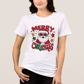 Camiseta Triblenda Gafas de sol geniales de Papá Noel Hipster Cara Re