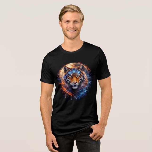 Camiseta Triblenda Galactic Tiger with Moon & Sacred Geometry (Anverso Completo)