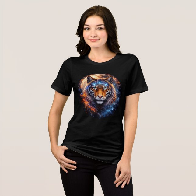 Camiseta Triblenda Galactic Tiger with Moon & Sacred Geometry (Anverso Completo)