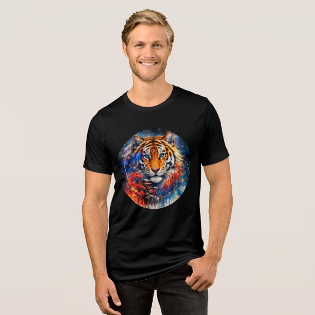 Camiseta Triblenda Galactic Tiger with Temple and Cherry Blossoms (Anverso Completo)