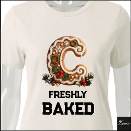 Camiseta Triblenda Galleta de Jengibre Navidad Letra Inicial C